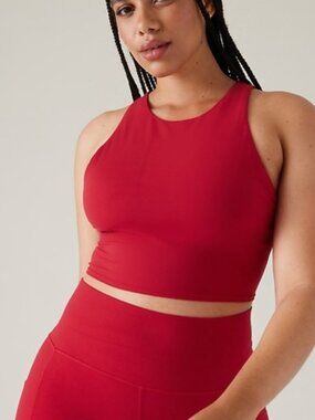 Athleta Womens Red Conscious Crop Tank Shelf Bra Red XL D/DD